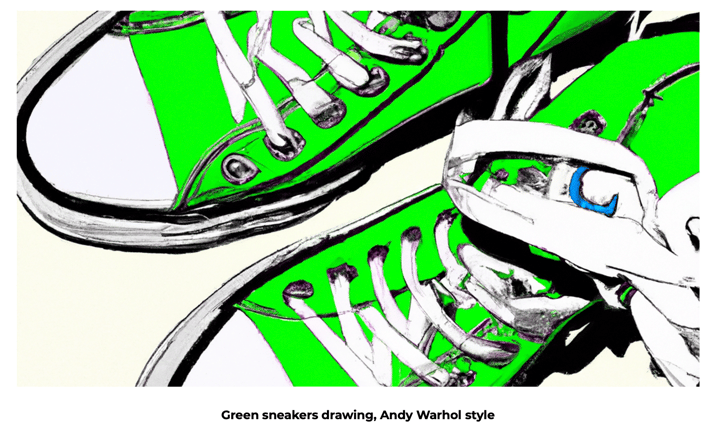 AI green sneakers Warhol style