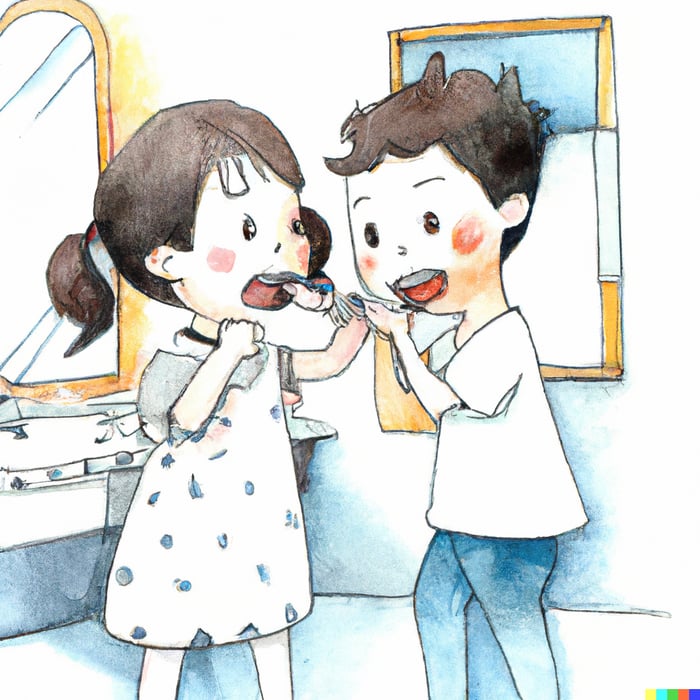 Toothbrushing watercolor